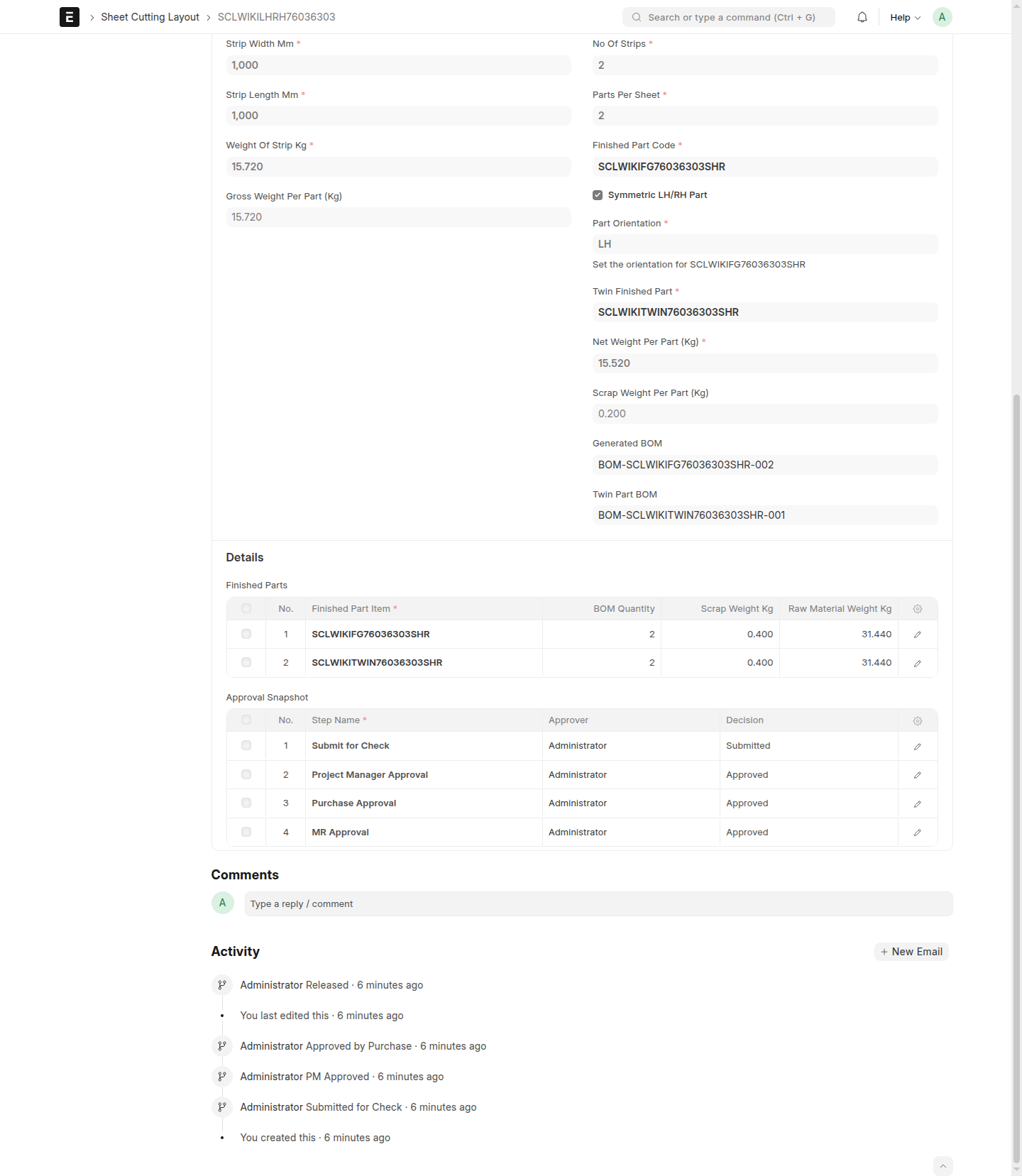 Released LH/RH layout example